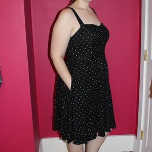 Torrid's black and white polka dot dress